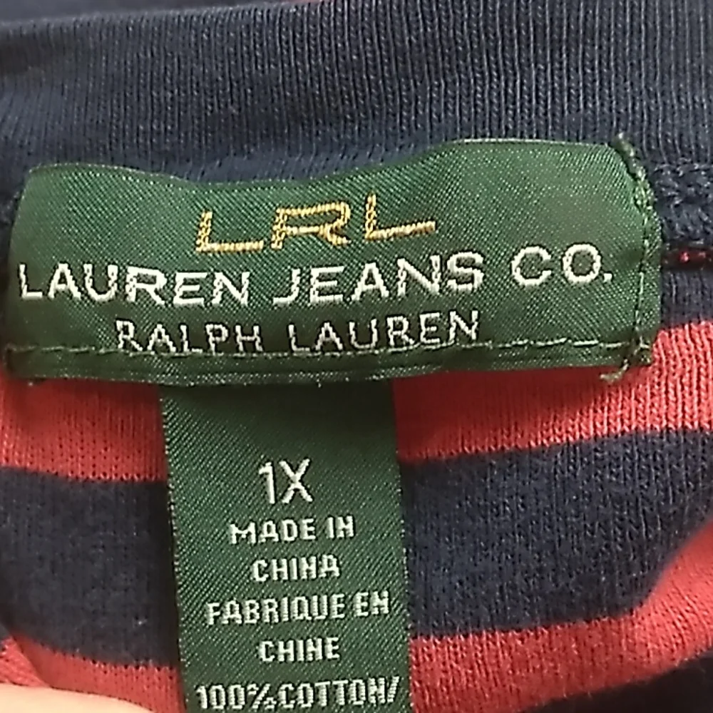 Lauren Ralph Lauren Jeans Co Women's Size 1X Shirt Blue & Red 3/4 sleeve - Picture 5 of 5